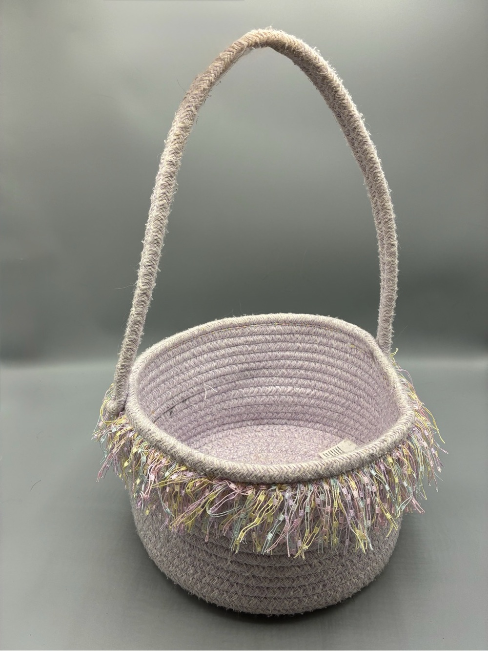 3/$10 Lavender Woven Rope Basket with Fringe Handle